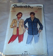 VINTAGE BUTTERICK PATTERN 3781 MEN'S SHIRT JACKET SIZE 40 UNCUT