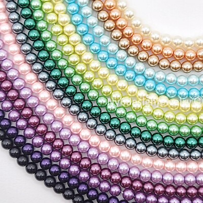 High Quality Glass Pearl Round Spacer Loose Beads 3mm 4mm 6mm 8mm 10mm 12mm 15''