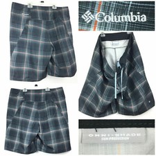 Columbia Mens 38 in Waist Navy Orange Plaid Swimming Omni-Shade Board Shorts