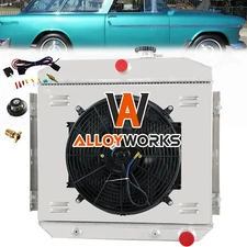 4 Rows Radiator+Shroud Fan+Relay Kits Fit Chevy 1955-1957 Bel Air Nomad L6 V8 US