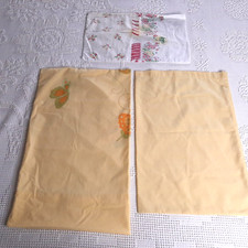 Vintage Lot of 3 Baby Crib Bassinette Pillowcases Yellow Floral Butterfly