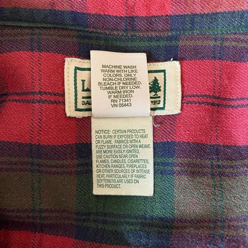 LL Bean Men's Red Green Plaid Cotton Long Sleeve Button Down Shirt Size Large - Picture 3 of 6