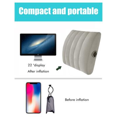 (01)Inflatable Lumbar Support Pillow Portable Back Pillow Lumbar Cushion Adj ISP