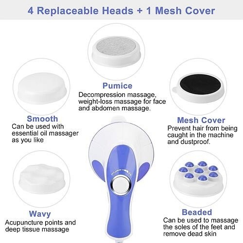 Masajeador corporal eléctrico de mano masajeador vibratorio de cuerpo completo con 4 intercambiables - Imagen 7 de 7