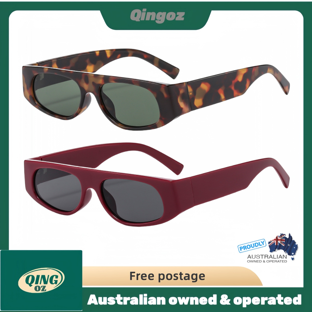 Men's Women's Fashion Square Vintage Retro Sunglasses UV400