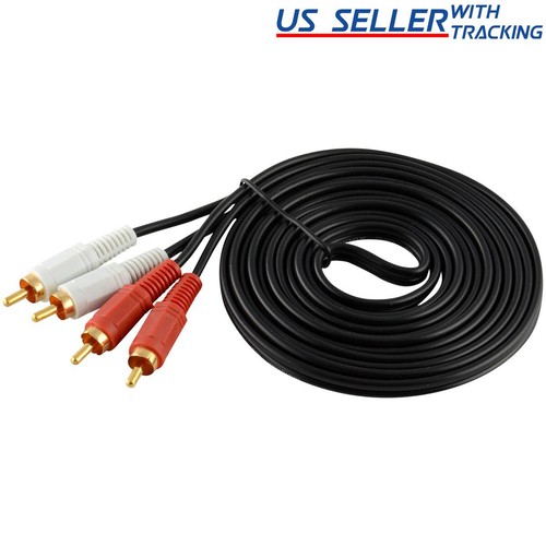 RCA Stereo Cable 2 Male To 2 Male Composite Audio Sound AV Dual Cord Red White  - Picture 1 of 12