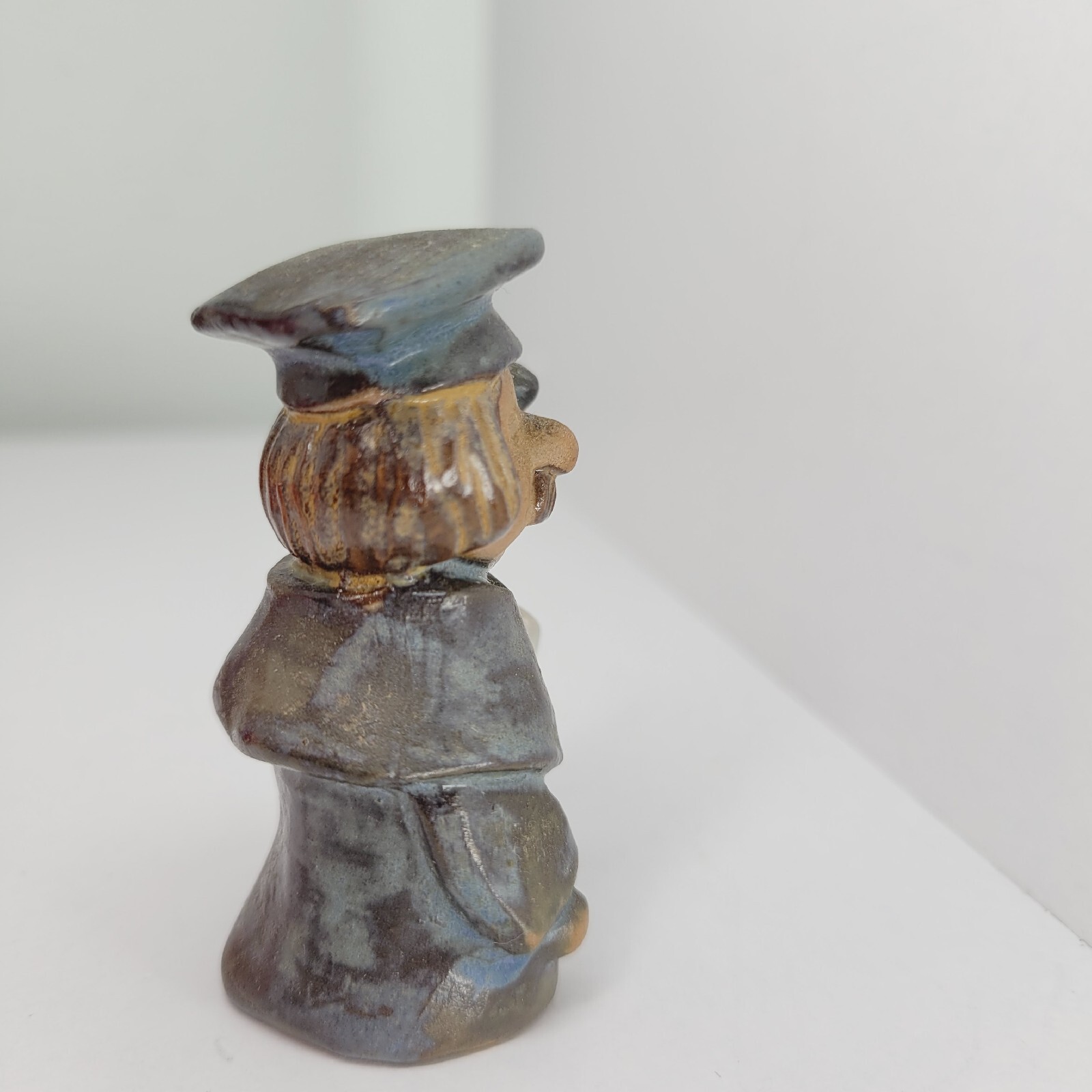 Vtg 60s 70s Glazed Clay Graduate Figurine Ceramic  Primative Folk Art Degree 