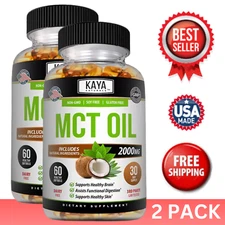 (2 Pack) MCT Oil 60ct Softgel 2000mg C8 C10 Weight Energy Inflammation Brain