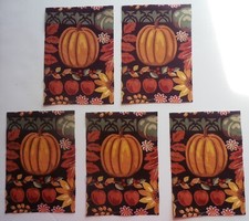 Fabric Cotton Pumpkins Squares -5 Pieces- each 4 3/4" L x 3 1/4" W Quilt Sewing
