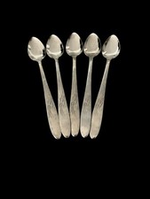 Vintage Utica Cut Co. Floral Bow Long Handle Spoon Lot Stainless Made in USA