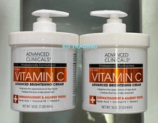 2-Pk ADVANCED CLINICALS Spa Size VITAMIN C Acne Dark Age Spots BRIGHTENING CREAM