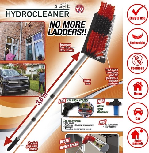 Telescopic Hydrocleaner – 3in1 Water-Powered Cleaning Broom Solar Panel Roof Car - Picture 3 of 7