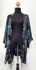Ladies Zara Woman Sleeve Wrap Kimono Dress Black Floral  - Size Small