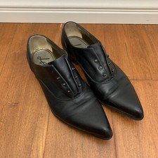 LANVIN Authentic Womens Size 36.5 Black Leather Laceless Oxfords