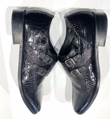 STACY ADAMS Kasimir Navy Double Monk Strap Shoes 9 W Stacy Adams Kasimir Double Monk Strap Slip-On Black Croc  main image 3