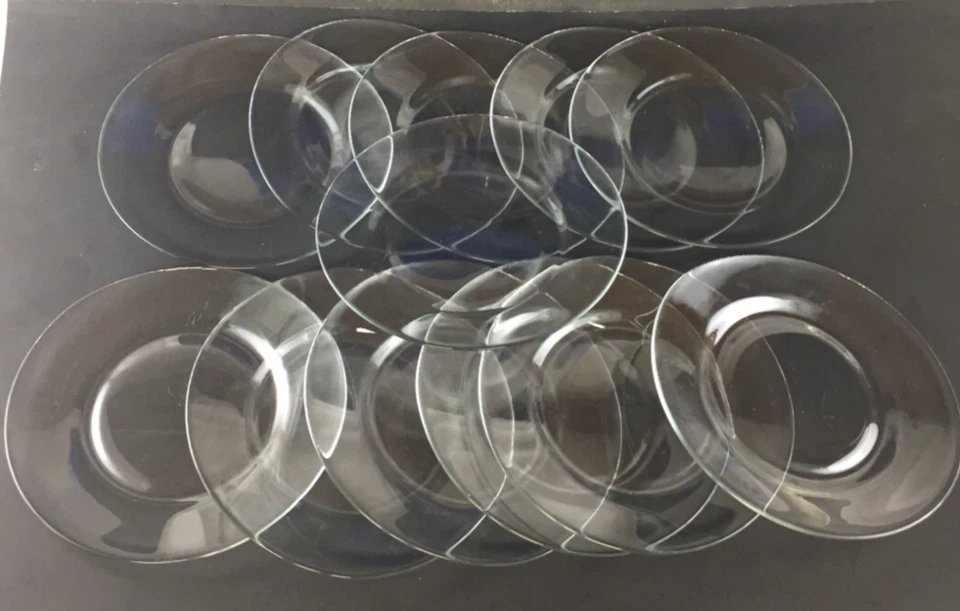 Vintage Set of 12 Libbey Crisa Moderno Clear Glass 7 1/2" Luncheon Salad Plates - Image 2 of 3