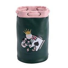 PINKTEE Golf Valuables Pouch Leather Tee Ball Bag Drawstring Bucket Waist