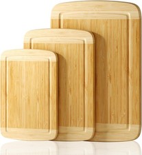 Cutting Boards for Kitchen 3-Piece -Large Bamboo Cutting Board Non Toxic for