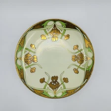 Pre-1920s Antique Nippon Hand Painted Art Nouveau Plate Gold Floral 8.25” Japan