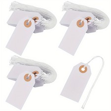 100pcs White Blank Gift Tags with String Rectangle Hanging Merchandise