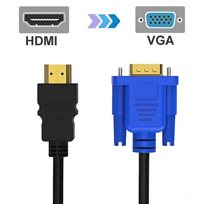 1.8m  HDMI Male to VGA Male Converter Adapter 1080P Cable for PC Monitor HDTV