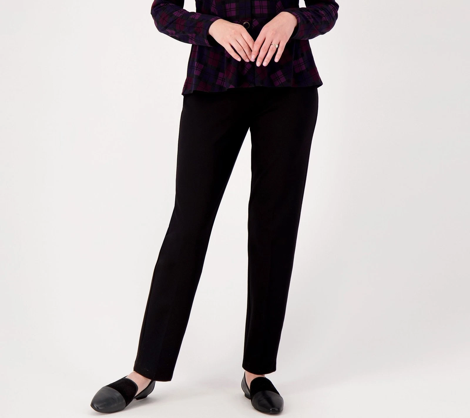 Pantalon femme Susan Graver taille M Everyday Reg Supreme tricot jambe fine noir A544681
