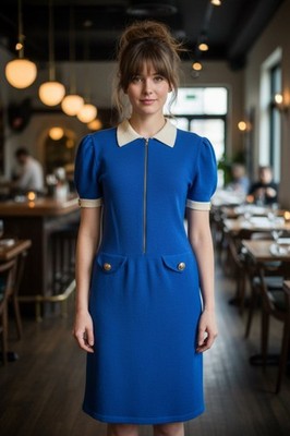 Vintage Adolfo Blue Knit Dress, Saks Fifth Avenue S