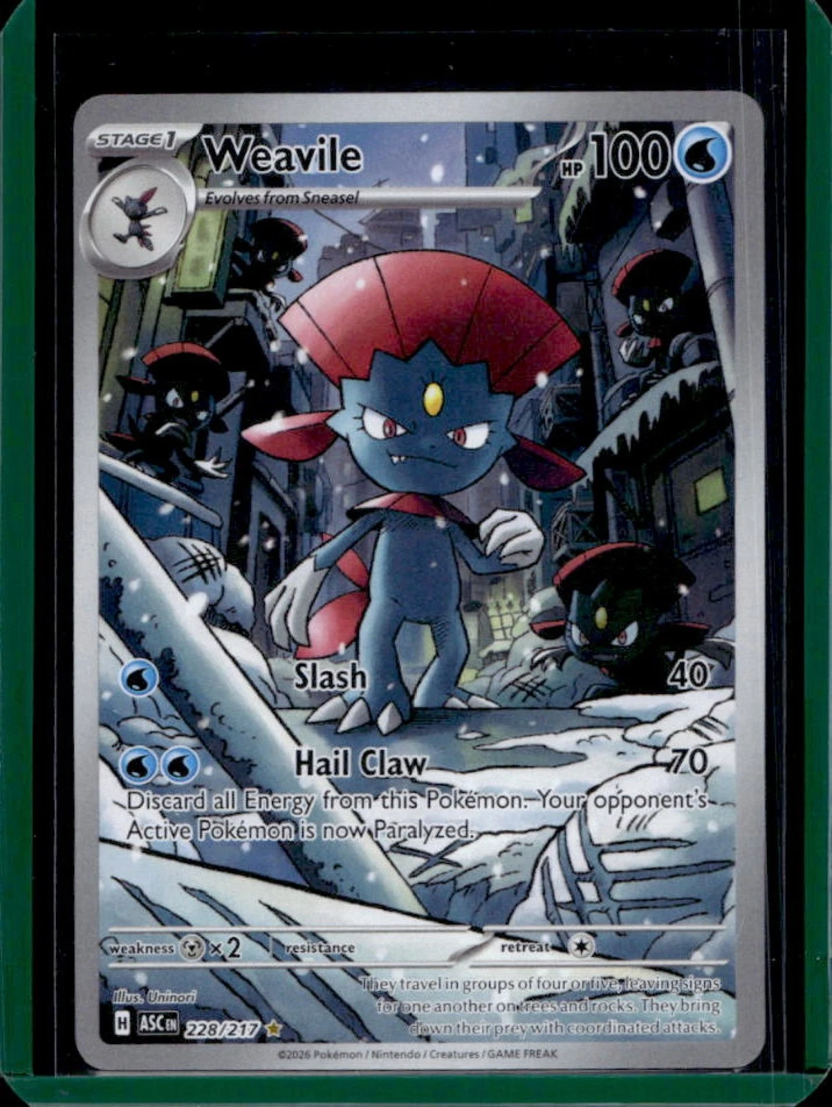 2026 Pokemon Ascended Heroes Weavile Illustration Rare #228/217