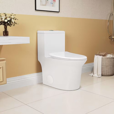 Compact 1.1/1.6 GPF Dual-Flush Elongated 1-Piece Floor Mounted Toilet for Small