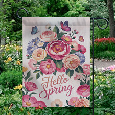 Hello Spring Garden Flag Colorful Floral Flowers Butterfly Yard Decor Outdoor