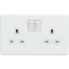 Knightsbridge Ml SFR9000MW Screwless 13A 2g DP Switched Socket Matt White