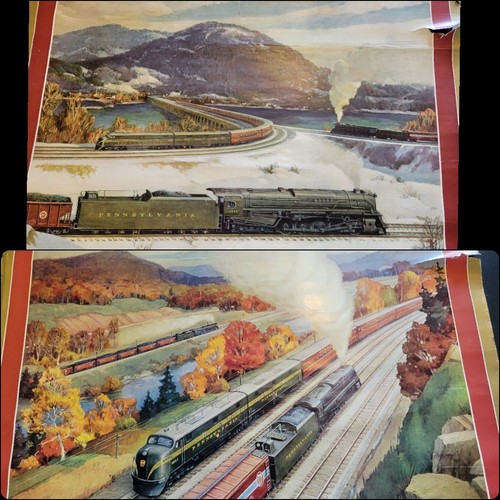 Grif Teller Pennsylvania Railroad Calendars 1950 & 1951, Large Wall Calendars