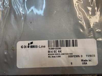 Cooper B-Line 8E4 SC NK Screw Cover Junction Box Metal 8x7x4 USA