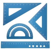 4 StüCk Dreieck Lineal Set 20Mm Aluminium Lineal Geometrischer Winkelmesser Blau