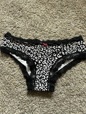 Victoria Secret Pink Black And White Leopard Bikini With Lace NWOT XS