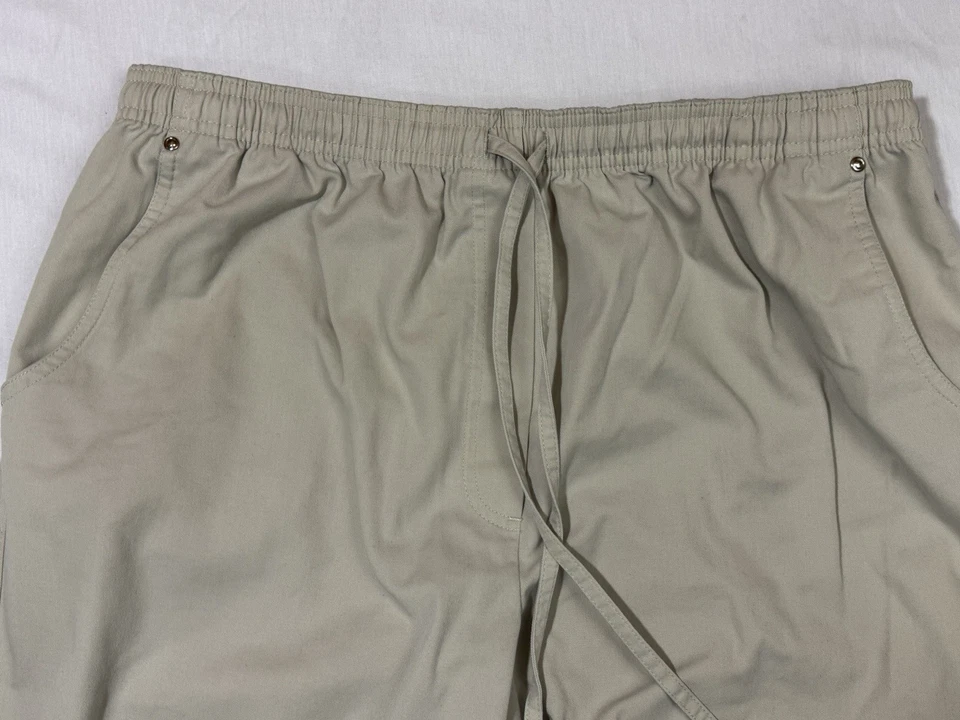 Pantalones Studio Works marfil elástico con cordón cintura y bolsillos para mujer talla 16 Foto 3 de 4