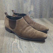 GUCCI Low Chelsea Romeo Suede Pull On Boots Men's Size 8 D Brown Casual Dress