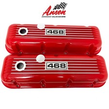 Big Block Chevy 468 Red Valve Covers Classic Finned - Red - Ansen Usa