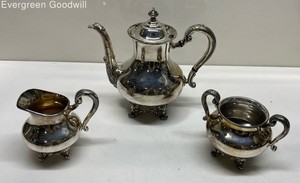 3pc Reed & Barton 5600 Regent Silverplate Teapot, Creamer, and Sugar Bowl