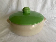 Vintage McCoy Crock Stoneware - Green Lidded Casserole Dish USA Farmhouse