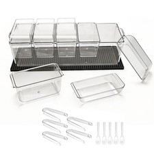 Uimoso 5-Compartment Ice-Cooled Condiment Server with Chilled Storage