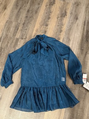 Seni & Cade Teal Juniors Tie Neck Dress Size XS NWT