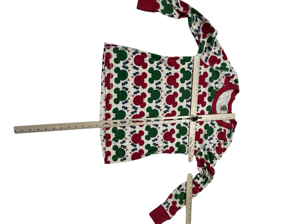 Hanna Anderson Disney Pajama Set Womens Large Red Mickey Mouse Holiday Family - Image 3 of 4