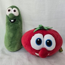 VeggieTales Plush Set Bundle Red Green Bob Tomato Larry Cucumber Stuffed Toy