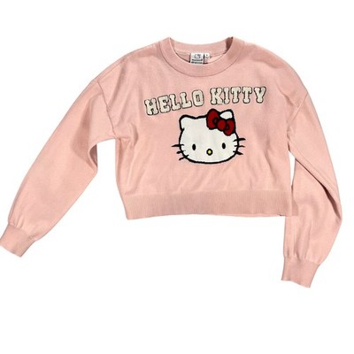 Hello Kitty Pink Cropped Sweater S Y2K Kawaii Cute Graphic Top