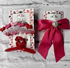 NWT Valentine's Day Hair Bo Clip Bundle Red Pink Hearts Noir