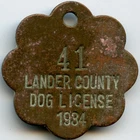 1934 Lander County Nevada NV Austin Battle Mountain Brass Dog Tax License Tag