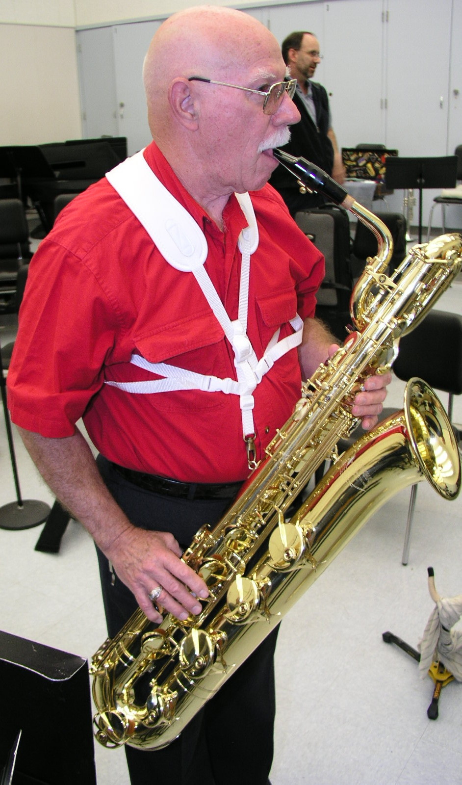 White Bari Saxophone harness neoprene shoulder pad Tenor Alto super Sax