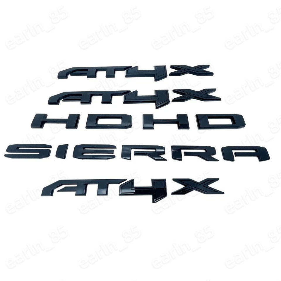 GMC Sierra 2500HD 3500HD Sierra HD AT4X 2023-2025 Kit de insignias emblema negro Foto 2 de 4