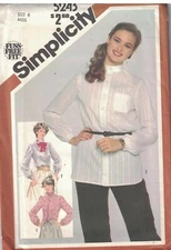  5243 Vintage Simplicity Sewing Pattern Misses Fuss Free Fit Shirt Two Lengths 